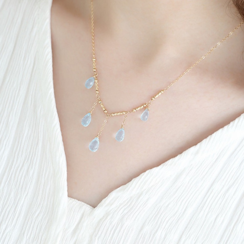 Handmade Natural Topaz Droplet Dainty Necklace - Picture 9 of 11